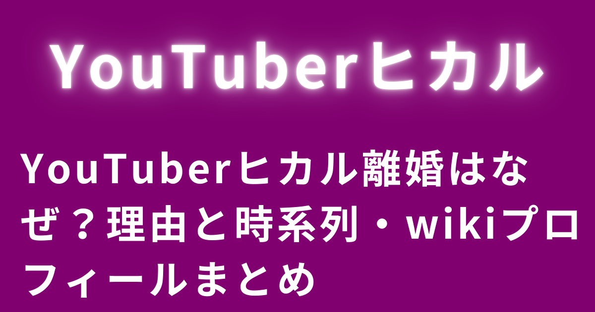 YouTuberヒカル離婚はなぜ？理由と時系列・wikiプロフィールまとめ