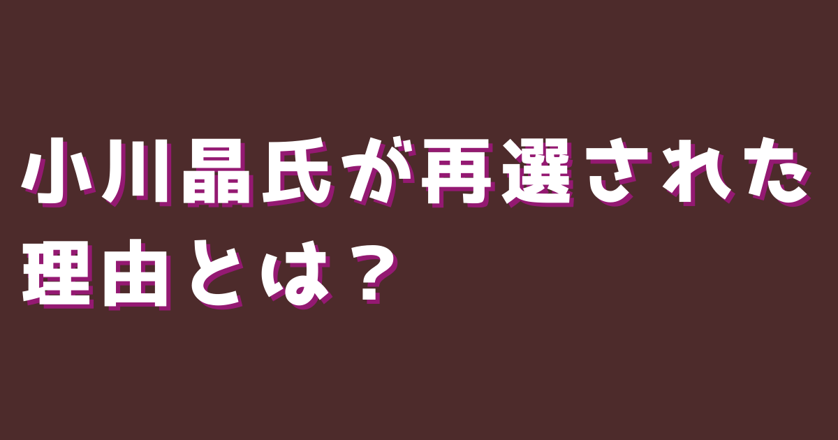 小川晶氏が再選された理由とは？
